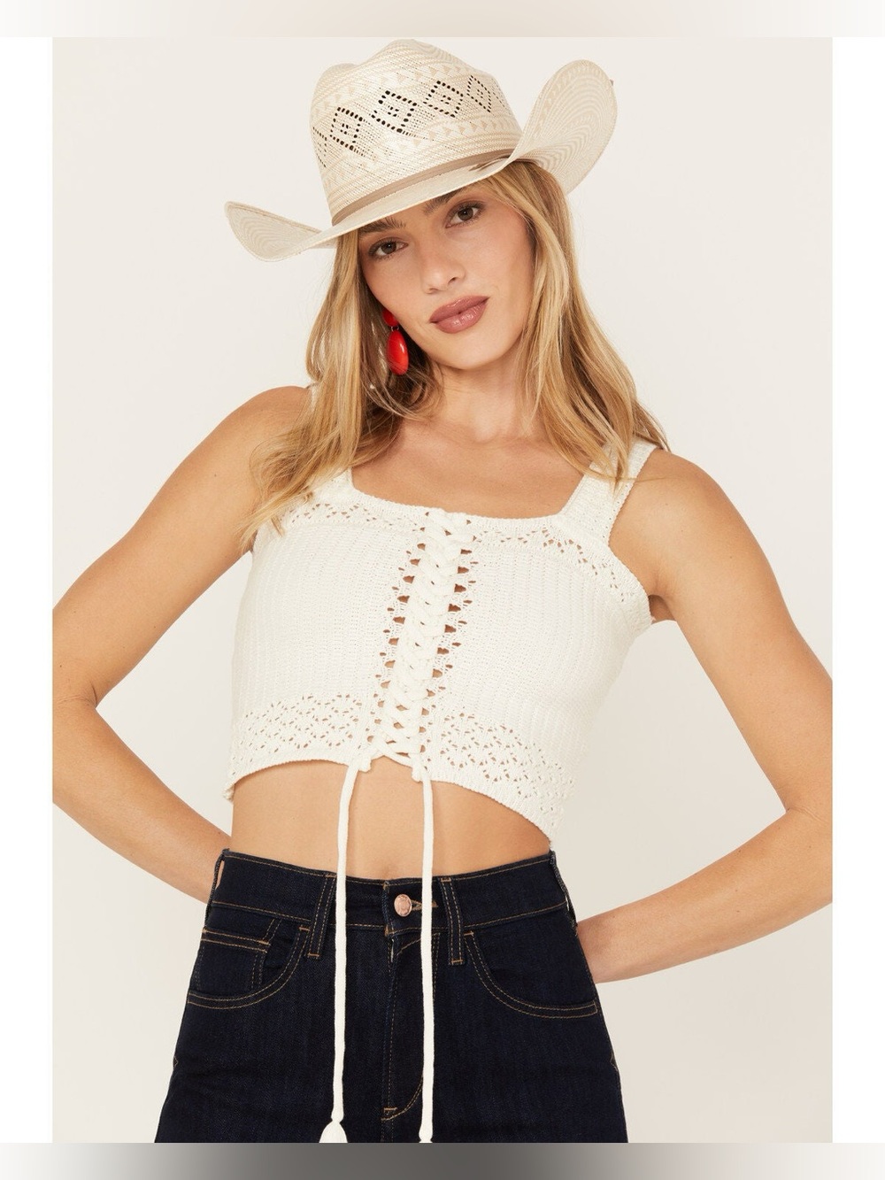 SHYANNE WOMEN'S TIE-FRONT SWEATER TANK | size large